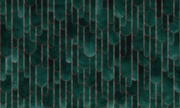 Abstract Wallpaper Mural, Non Woven, Green Geometric Abstract Wallpaper, Modern Wall Mural