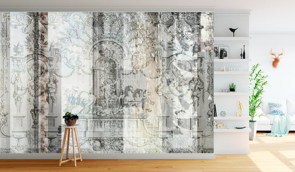 Abstract Wallpaper Mural, Non Woven, Vintage Grey Abstract Wall Mural