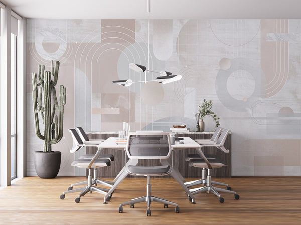 Abstract Wallpaper Mural, Non Woven, Shades of Pink Wallpaper, Geometric Abstraction Wall Mural