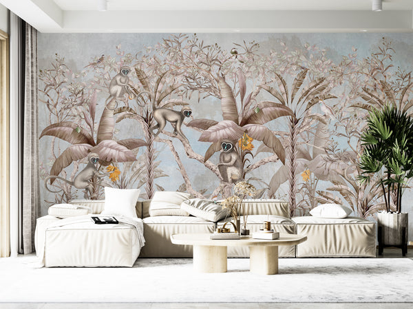  Monkeys in Palms Wallpaper Mural