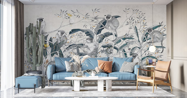  Monkeys and Palms Wall Mural