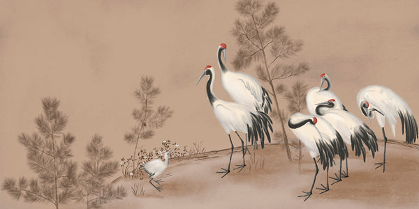 Wallpaper Mural, Chinoiserie Wallpaper, Heron Birds Wall Mural