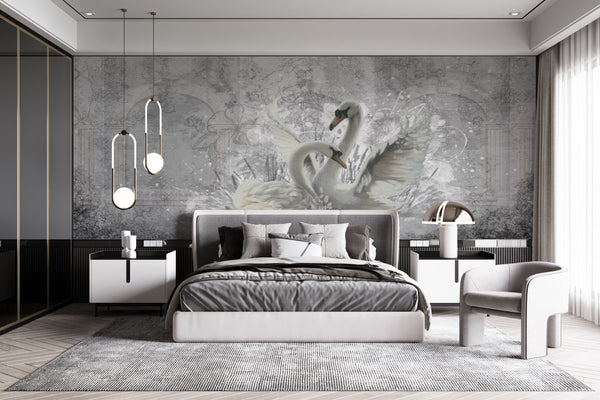  White Swan Birds Wall Mural