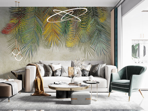 Colorful Tropical Leaves Wallpaper Mural