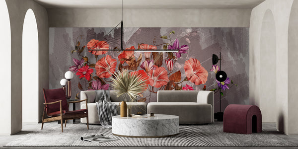 Large Red Flowers Wallpaper Mural