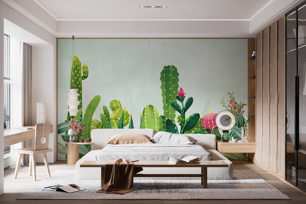 Watercolor Cactus Wallpaper Mural