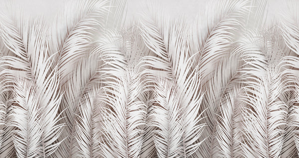 Soft Pink and Grey Feather Wallpaper, Non Woven, Wallpaper Mural, Leaves Wall Mural