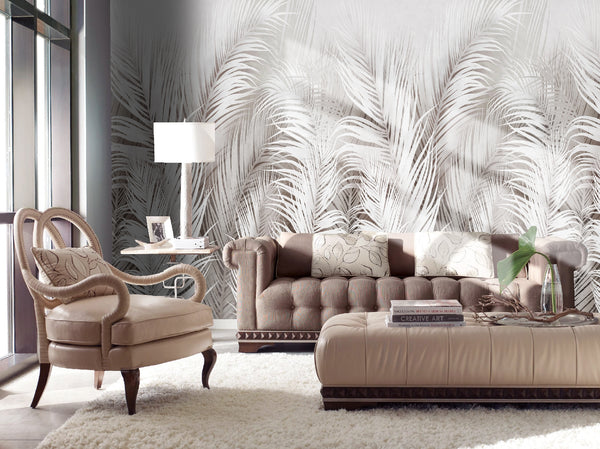 Soft Pink and Grey Feather Wallpaper