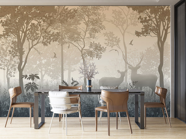 Deep Forest with Birds Wall Mural