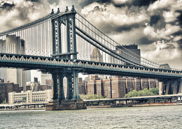 Wall Mural  NYC Skyline, Manhattan Bridge Wallpaper, Non Woven, NYC Skyline Wall Mural