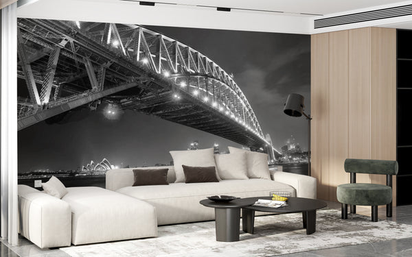 Black & White Wallpaper | Black & White Sydney Harbour Bridge Mural