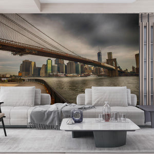 Manhattan Skyline and Brooklyn Bridge at Sunset Wallpaper