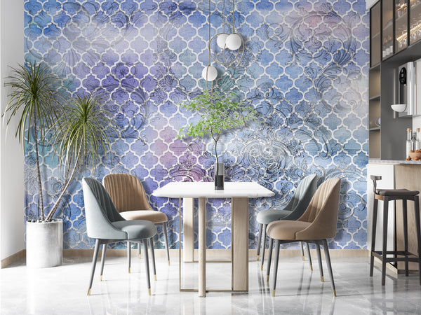 Abstract Wallpaper Mural | Shades of Blue Wall Mural