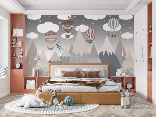 Nursery Room Mural | Hot Air Balloons Wallpaper Mural