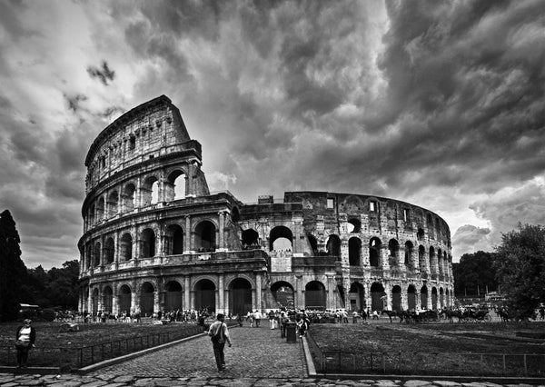 Colosseum - Black and White Wallpaper Mural, Black & White Wallpaper, Non Woven, Italian Arhitecture Wall Mural