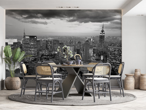 Black & White Skyscraper Builldings Wall Mural, Black & White Wallpaper, Non Woven, Skyscraper Builldings Wall Mural