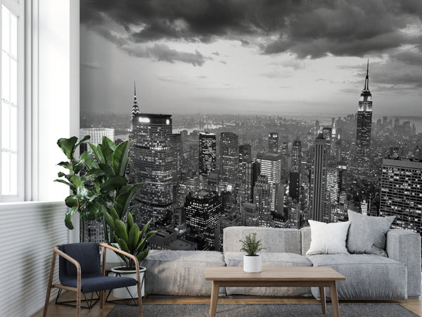 Black & White Skyscraper Builldings Wall Mural 