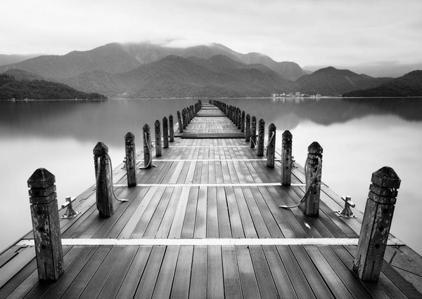 Wallpaper Murals Black and White Wooden Bridge, Black & White Wallpaper, Non Woven