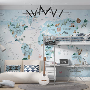 Childrens Wall Mural | World Map Wallpaper for Kids