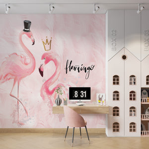 Childrens Wall Mural | Pink Flamingo Wallpaper for Girls