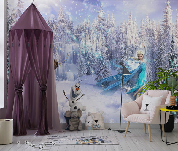 Nursery Wall Mural | Frozen Snow Elsa Wallpaper for Girls