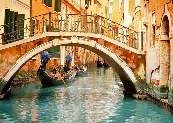 City Murals for Walls, City Wallpaper, Non Woven, Venice Canal and Bridge Wallpaper, Vintage City Wall Mural