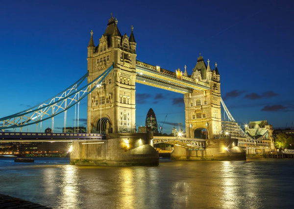 Country Theme Wallpaper, City Wallpaper, Non Woven, Tower Bridge Wallpaper, Night View Thames River Wall Mural