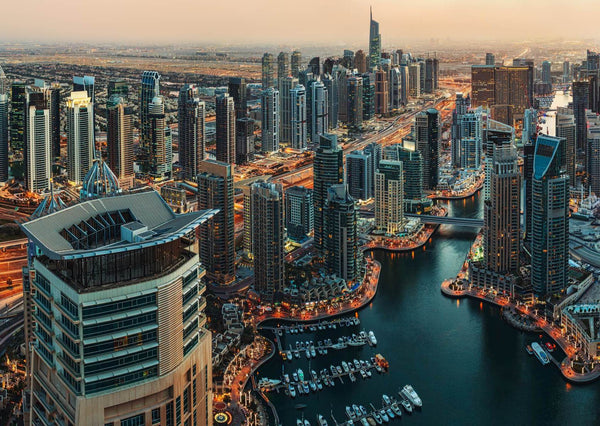 Country Wallpaper for Walls, City Wallpaper, Non Woven, Aerial view of Dubai City Wallpaper, Skyscrapers Wall Mural