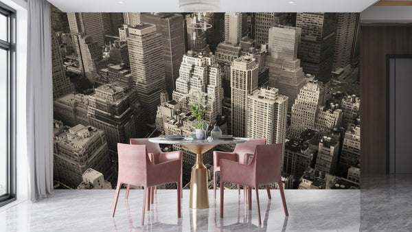 NYC Black and White Wall Mural, Black & White Wallpaper, Non Woven, New York Arhitecture Builldings Wallpaper, City Wall Mural