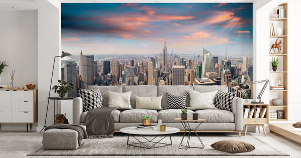 Cityscape Wall Mural, City Wallpaper, Non Woven, New York Wallpaper, Manhattan Downtown Skyline Wall Mural