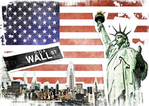 City Wallpaper Mural, City Wallpaper, Non Woven, American Flag Wallpaper, Statue of Liberty Wall Mural