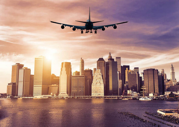 Country Wallpaper, City Wallpaper, Non Woven, Plane and Sunset Wallpaper, New York City Wall Mural