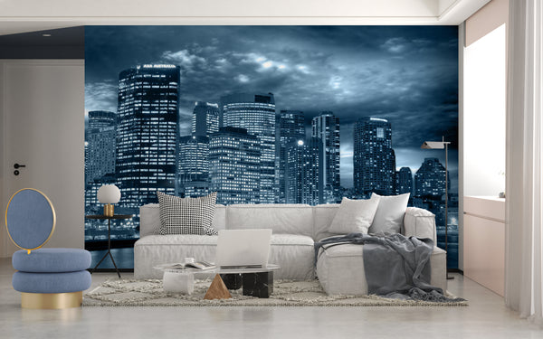 Best Country Wallpaper, City Wallpaper, Non Woven, Night City Wallpaper, Dark Cityscape Wall Mural