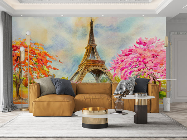 Country Theme Wallpaper -  Painted Paris Wallpaper