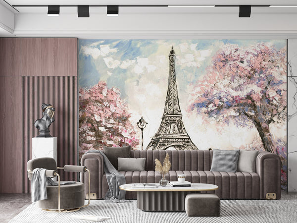 Country Wallpaper Murals - Oil Painted Spring Floral Paris Wallpaper