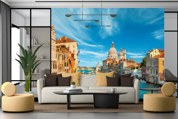 Country Wallpaper for Walls, City Wallpaper, Non Woven, Venice Grand Canal Wallpaper, City on the Water Wall Mural