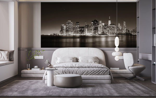 Countries Wallpaper, City Wallpaper, Non Woven, Night City View Wallpaper, Panoramic Buildings Wall Mural