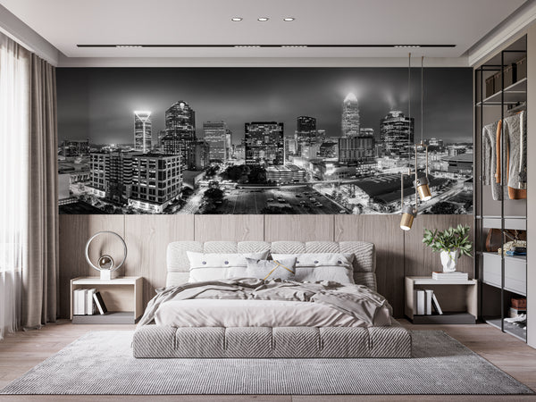 Country Theme Wallpaper, City Wallpaper, Non Woven, Black And White City Wallpaper, Panoramic Buildings Wall Mural