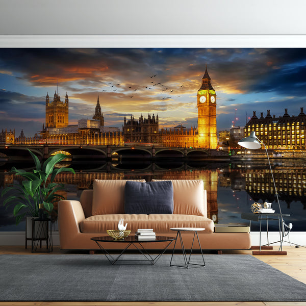 Country Wallpaper, City Wallpaper, Non Woven, Big Ben Wallpaper, London and Sunset Wall Mural