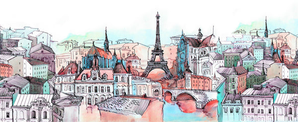 City Murals for Walls, City Wallpaper, Non Woven, Colorful Paris City Wallpaper, Parisian Streets Wall Mural