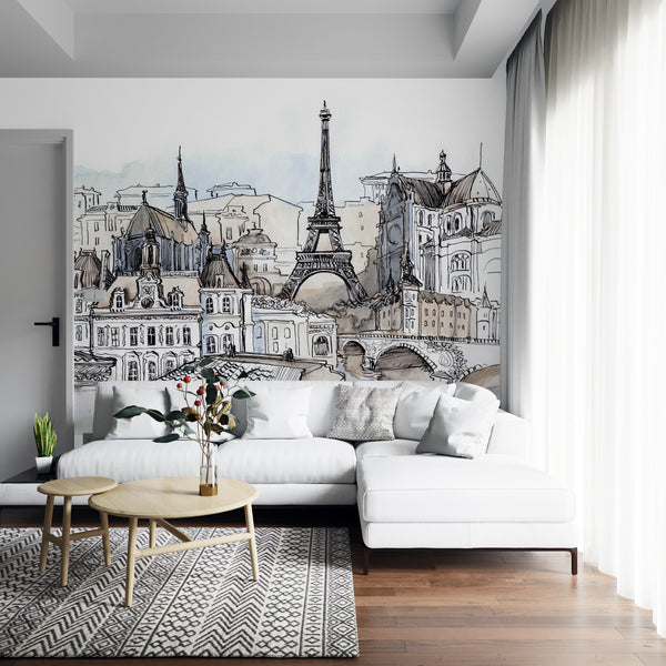 Country Theme Wallpaper -  Watercolor Paris City Wallpaper