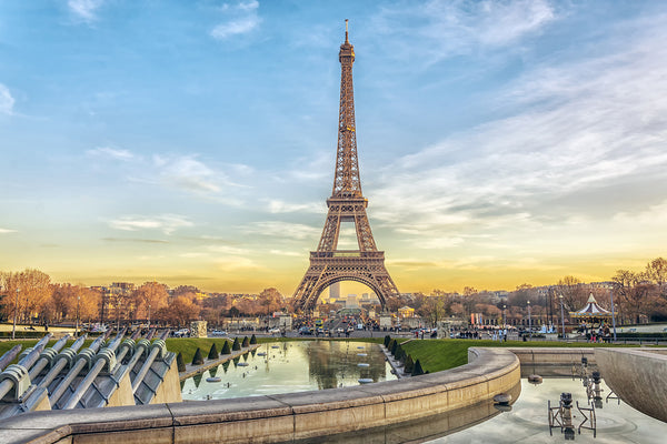 Country Wallpaper, City Wallpaper, Non Woven, Eiffel Tower at sunset in Paris Wallpaper, France Wall Mural