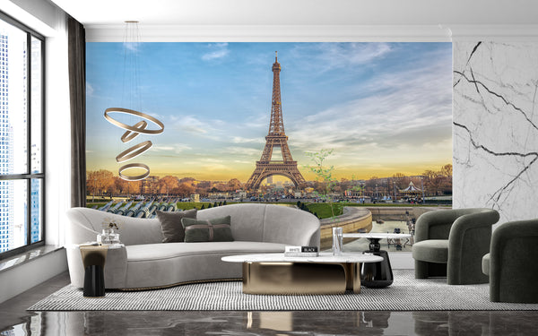 Country Wallpaper Murals - Eiffel Tower at sunset in Paris Wallpaper