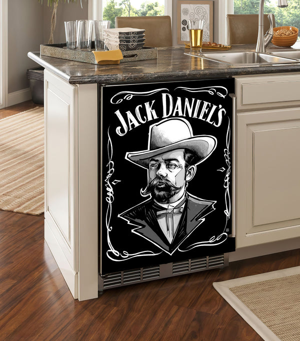 Fridge Decal, Jack Daniels Whiskey Fridge Wrap, Door Mural, Refrigerator Decal, Mens Cave Vinyl Side by Side Sticker, Decorative Fridge Decal