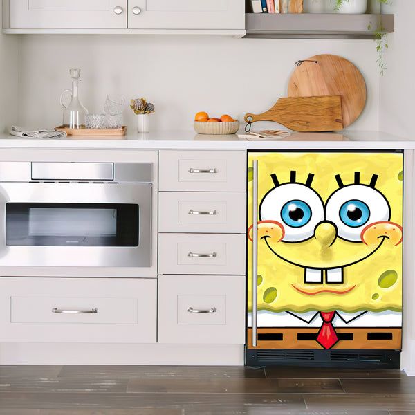 Fridge Decal, SpongeBob SquarePants Fridge Wrap, Door Mural, Refrigerator Decal