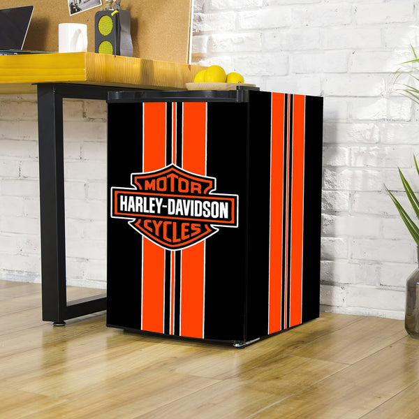 Fridge Decal, Harley Davidson Logo Fridge Wrap, Door Mural, Refrigerator Decal, Mens Cave Vinyl Side by Side Sticker, Decorative Fridge Decal