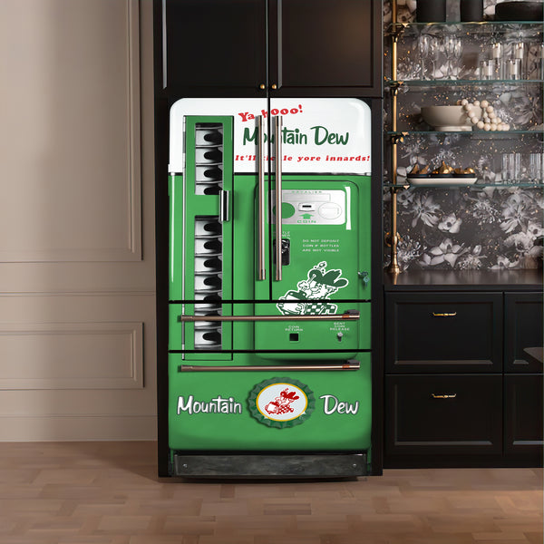 Door decals For Home, Vintage Vending Machine Mountain Dew Fridge Decal, Door Mural