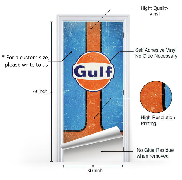 Door Stickers Retro Gus Pump Refrigerator Wrap, Vintage Fuel Station Logo Fridge Wrap, Garage Fridge Vinyl Decal Side by Side, Door Skin Mural, Men's cave