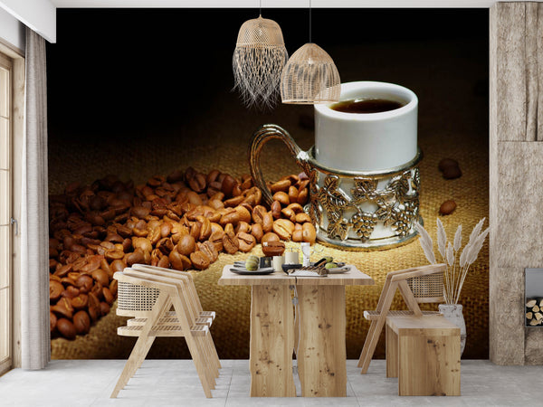 Food Murals | Mural Coffee | Cup of Coffee Kitchen Wall Mural