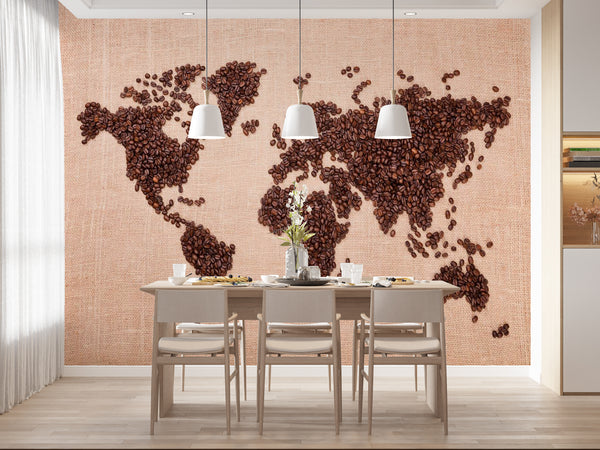 Murals Food, Food & Drinks Wallpaper, Non Woven, World Map Kitchen Wall Mural, Coffee Beans Wallpaper